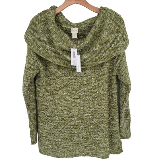 Chico's Sweaters - Chicos 2 womens  Sequin Shine dorothy Pullover Sweater green Size large mohair n